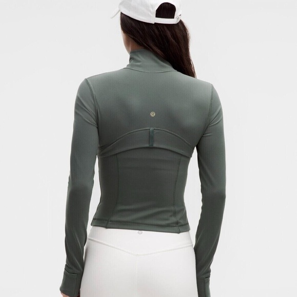 LULULEMON DEFINE CROPPED JACKET NULU DARK FOREST GOLD ZIPPER SZ 12 NEW - Picture 2 of 9